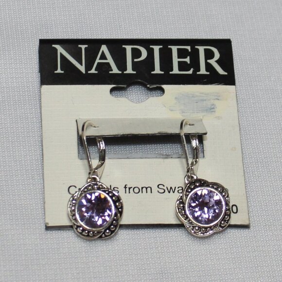 NWT Napier Pink Crystal Earrings - Picture 1 of 5